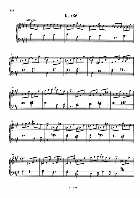 First page of Keyboard Sonata in A major