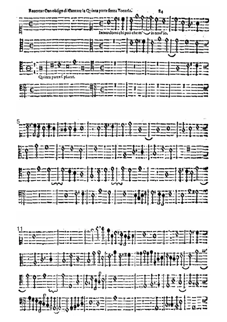 First page of Recercar con obligo di cantare la quinta parte senza toccarla