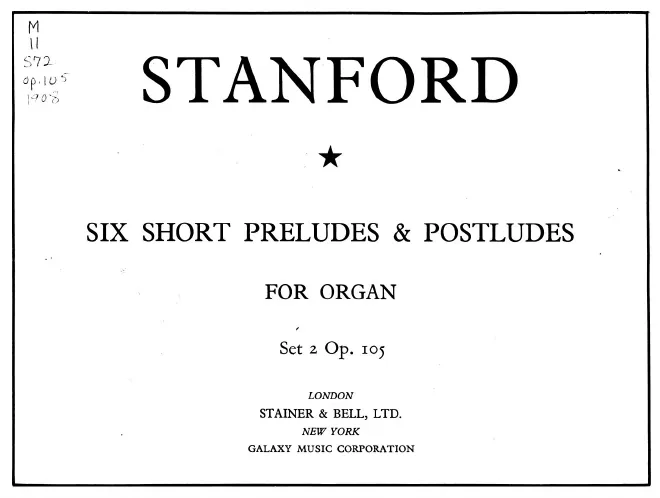 First page of Six Short Preludes and Postludes 2nd Set