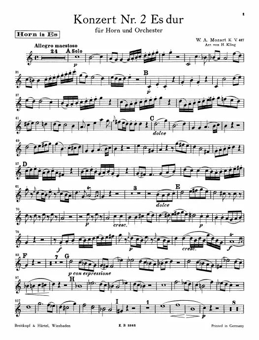 First page of Horn Concerto