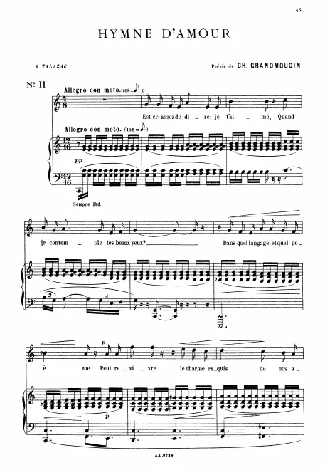First page of Hymne d'amour