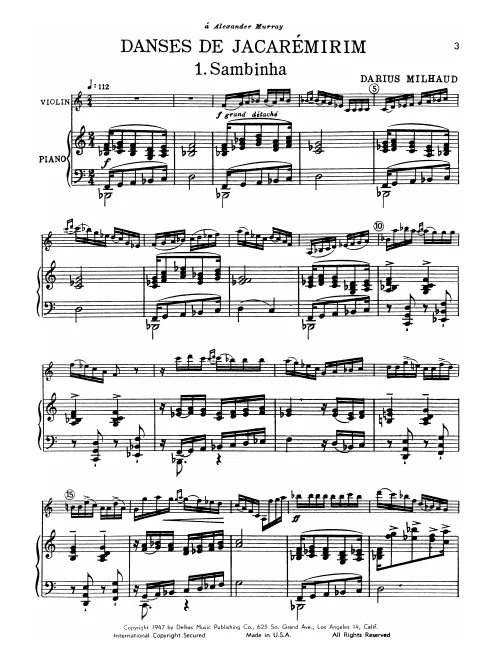 First page of Danses de Jacarémirim