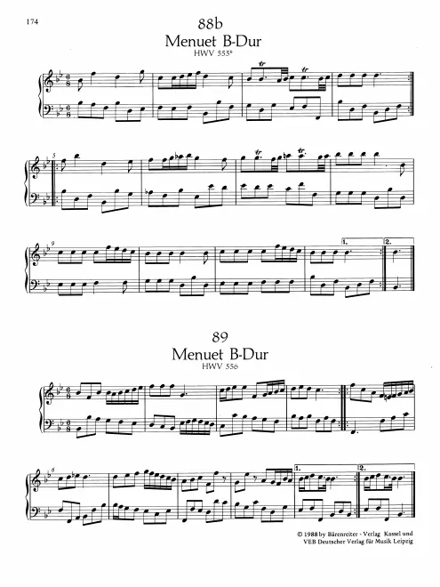 First page of Minuet in B-flat major