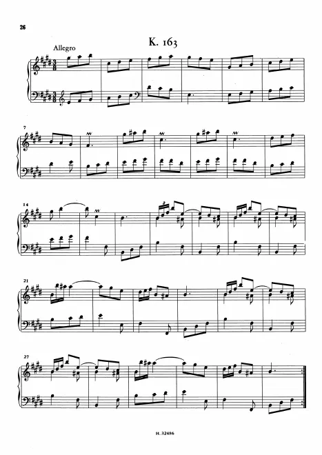 First page of Keyboard Sonata in E major