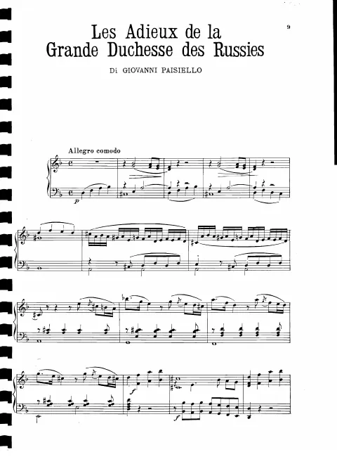 First page of Les adieux de la Grande Duchesse des Russies