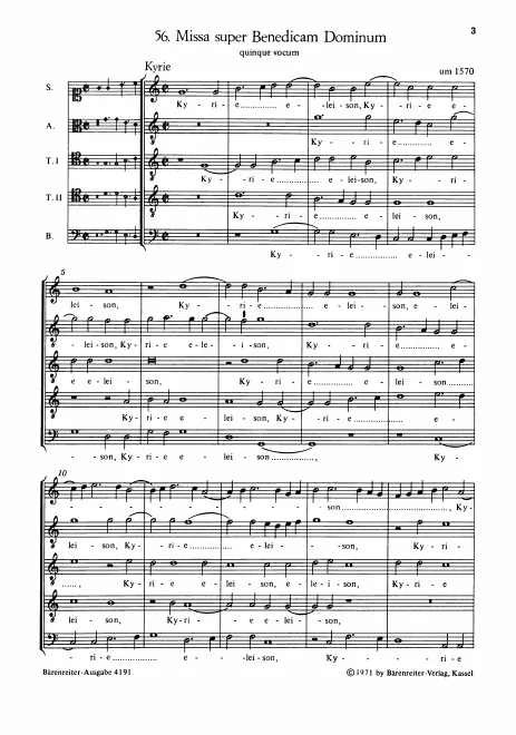 First page of Missa super Benedicam Dominum