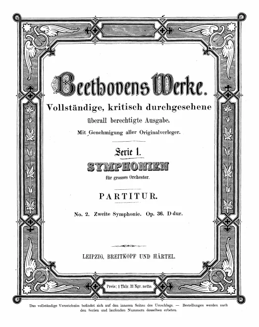 First page of Ludwig van Beethovens Werke: Vollständige, kritisch durchgesehene überall berechtigte Ausgabe, mit Genehmigung aller Originalverleger