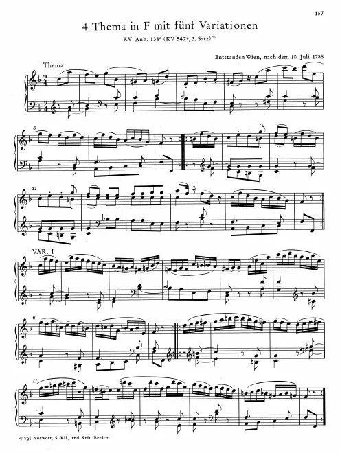 First page of 6 Variations in F major