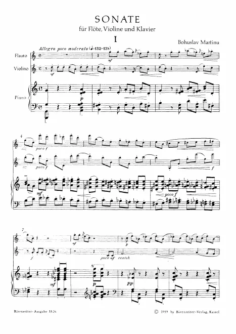 First page of Sonata for Flute, Violin and Piano