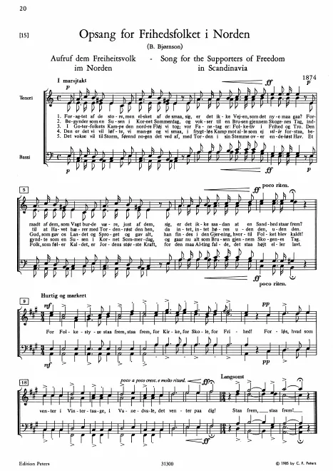 First page of Oppsang for Frihetsfolket i Norden