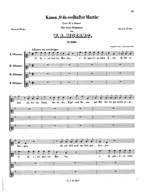 First page of Canon for 4 Voices