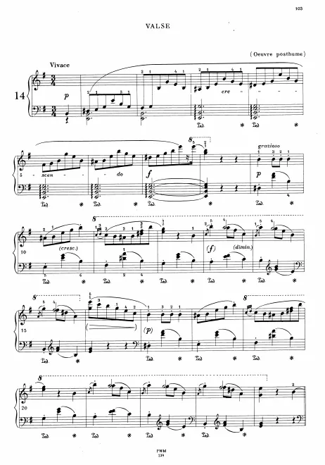 First page of Waltz in E minor