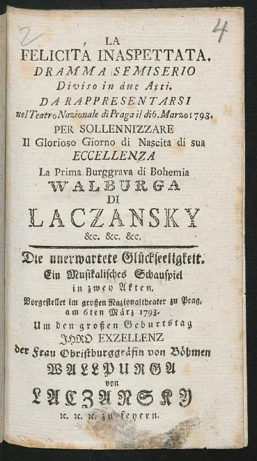 First page of La felicità inaspettata