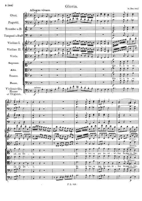 First page of Mass in B-flat major