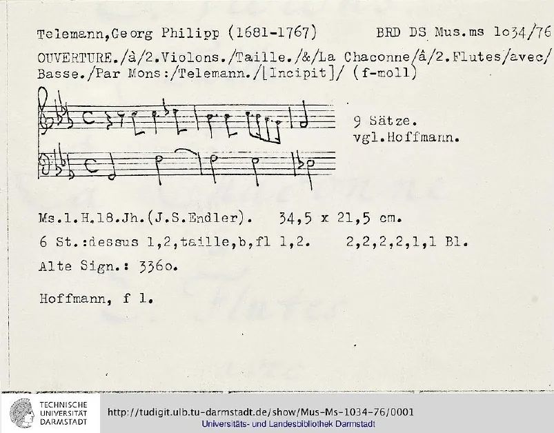 First page of Ouverture-Suite in F minor