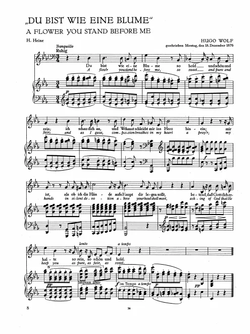 First page of Du bist wie eine Blume