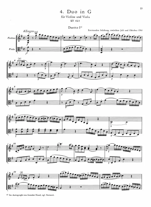 First page of Duo for Violin and Viola
