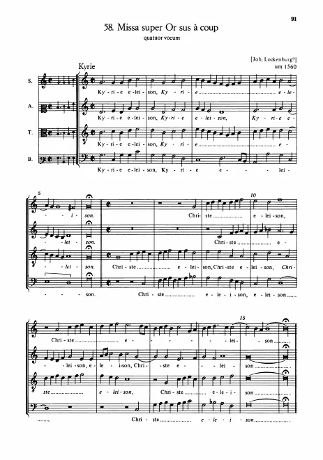 First page of Missa super Or sus à coup