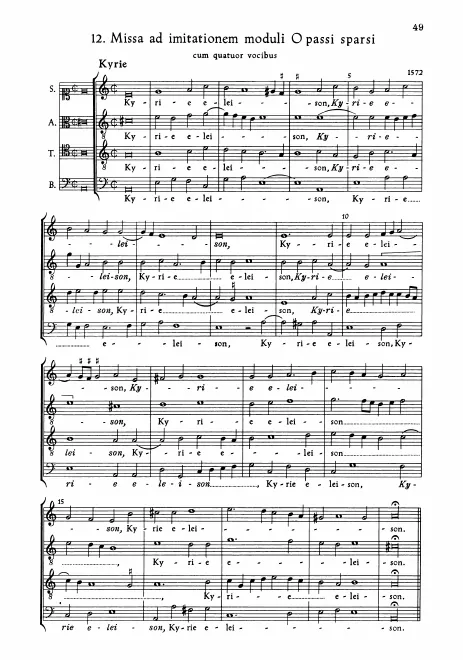 First page of Missa ad imitationem moduli O passi sparsi