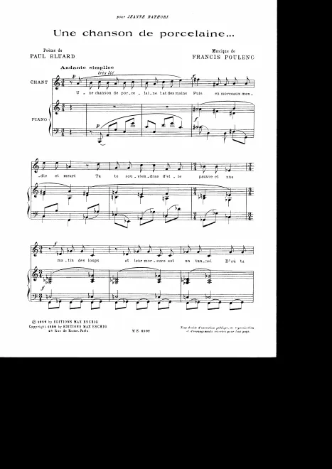 First page of Une chanson de porcelaine