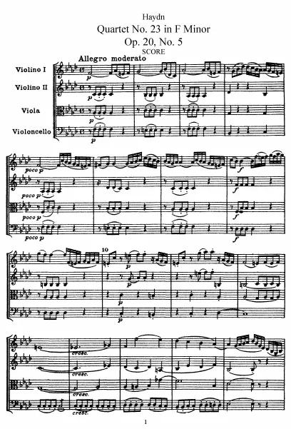 First page of String Quartet in F minor