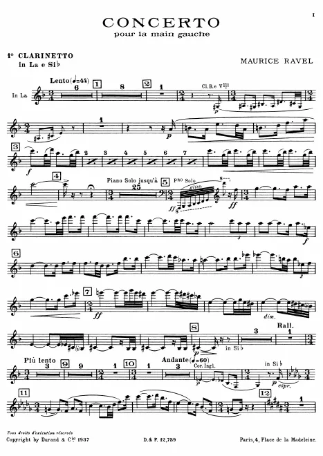 First page of Piano Concerto for the Left Hand