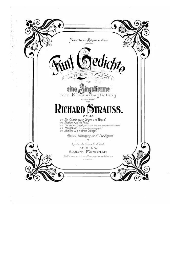 First page of 5 Gedichte von Friedrich Rückert