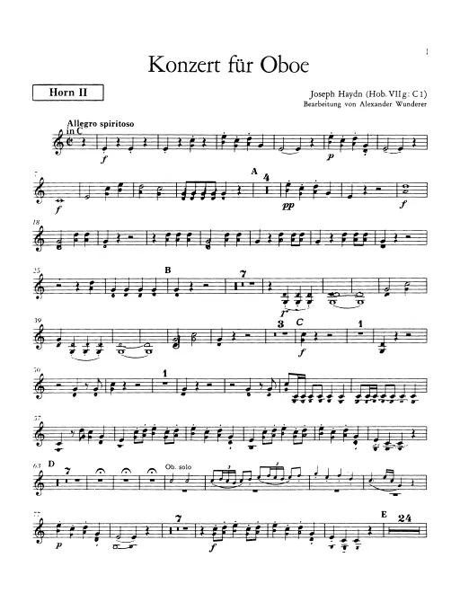 First page of Oboe Concerto