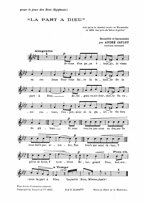 First page of La part à Dieu