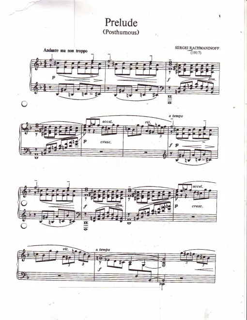 First page of Prelude in D minor