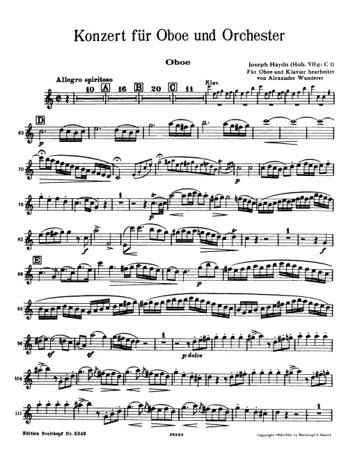 First page of Oboe Concerto