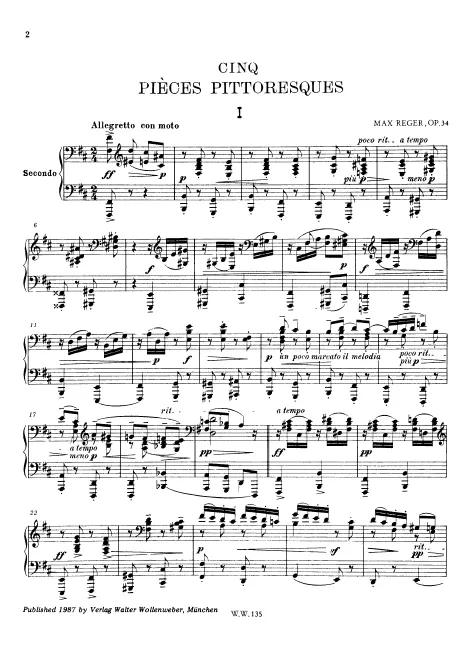 First page of 5 Pièces pittoresques