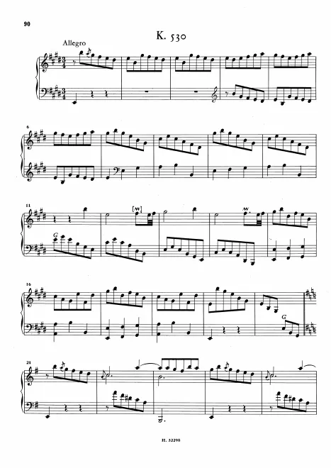 First page of Keyboard Sonata in E major