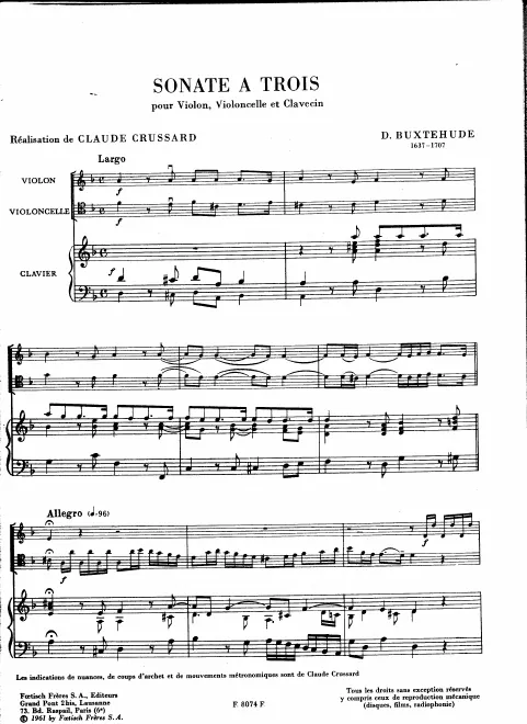 First page of Trio Sonata in D minor