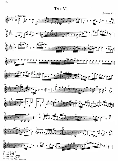 First page of String Trio in E-flat major, Hob.V:11