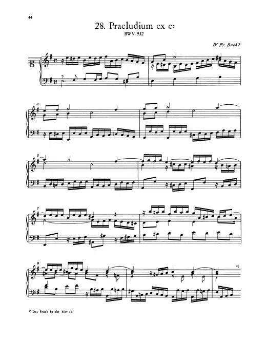 First page of Prelude in E minor