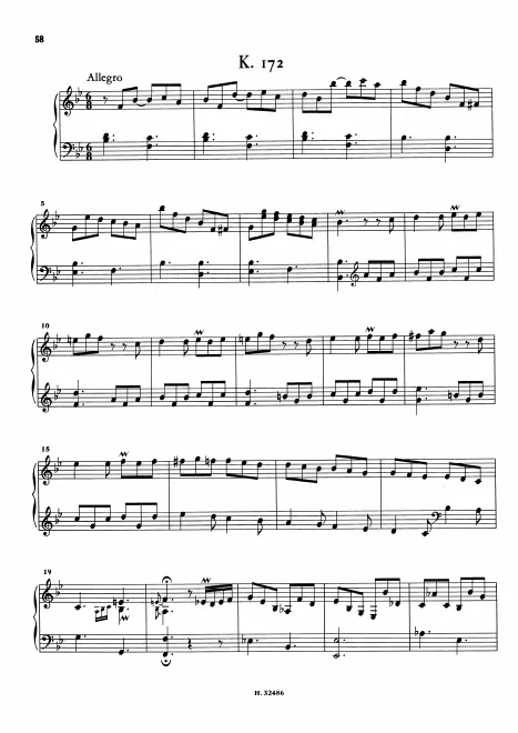 First page of Keyboard Sonata in B-flat major