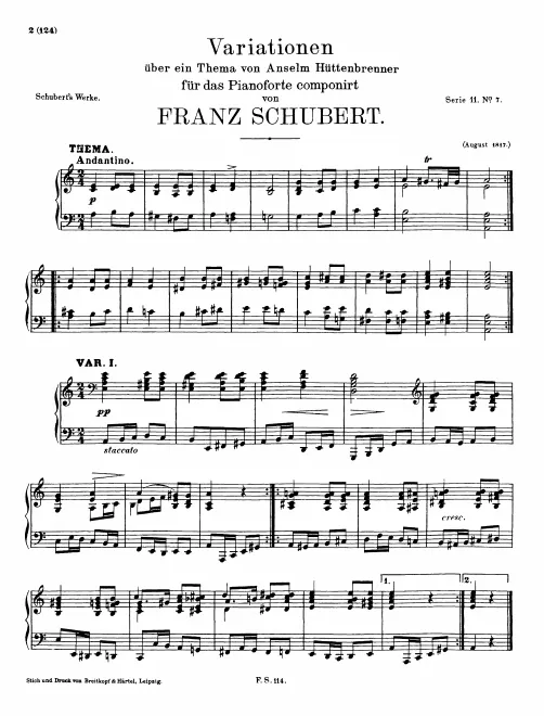First page of 13 Variations on a Theme of A. Hüttenbrenner