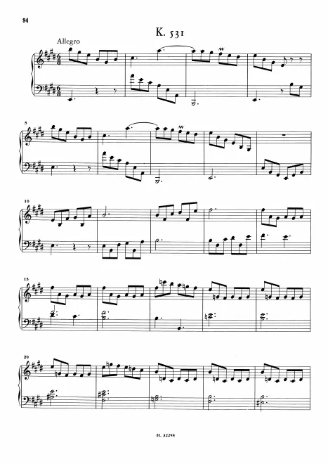 First page of Keyboard Sonata in E major