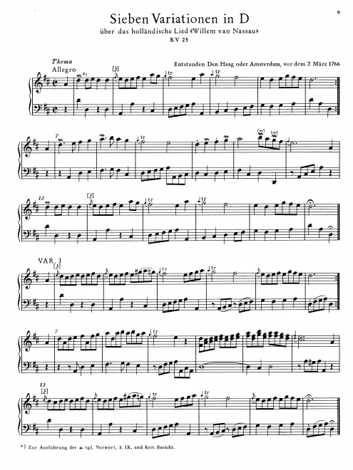 First page of 7 Variations on "Willem von Nassau"