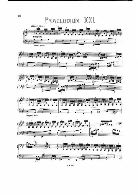 First page of Prelude and Fugue No.21 in B-flat major