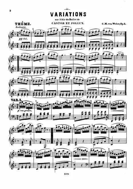 First page of 8 Variations sur l’air de ballet de Castor et Pollux