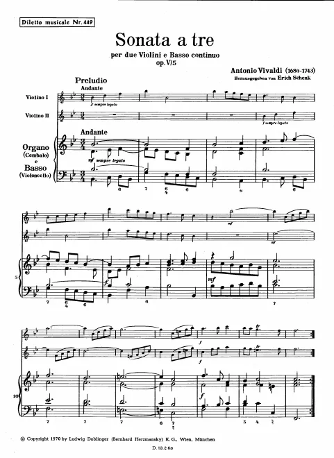 First page of Trio Sonata in B-flat major