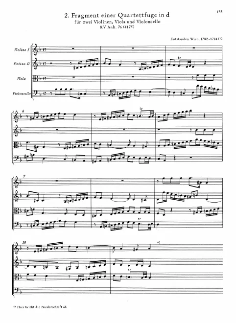 First page of String Quartet in D minor