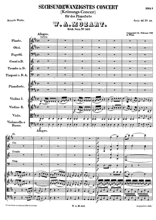 First page of Piano Concerto No.26