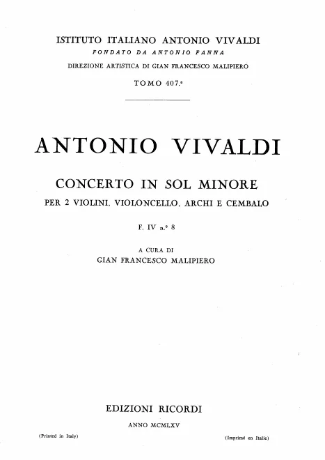 First page of Concerto for 2 Violins and Cello in G minor