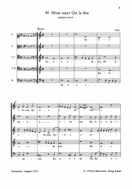 First page of Missa super Qui la dira