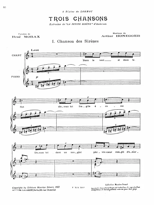 First page of 3 Chansons de la Petite Sirène