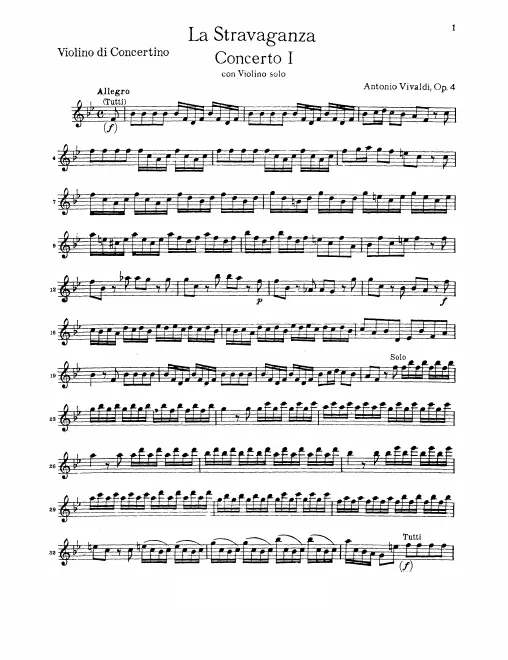First page of Violin Concerto in B-flat major
