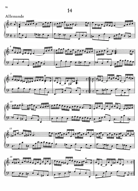 First page of Allemande in A minor